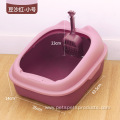 Semi-enclosed cat litter pan toilet with litter shovel